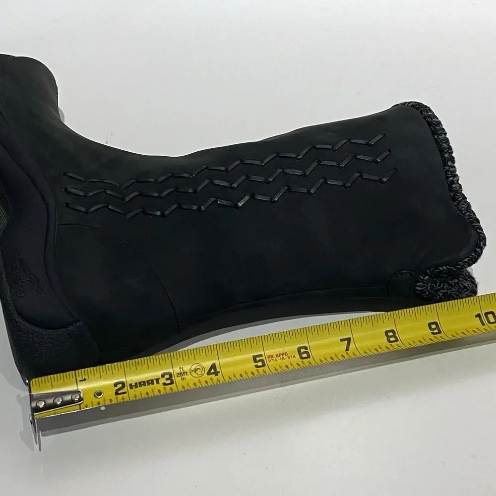 Dansko Boots Black Nubuck Leather EU 36 US 5.5-6 Knit Trim Stitching Details Zip